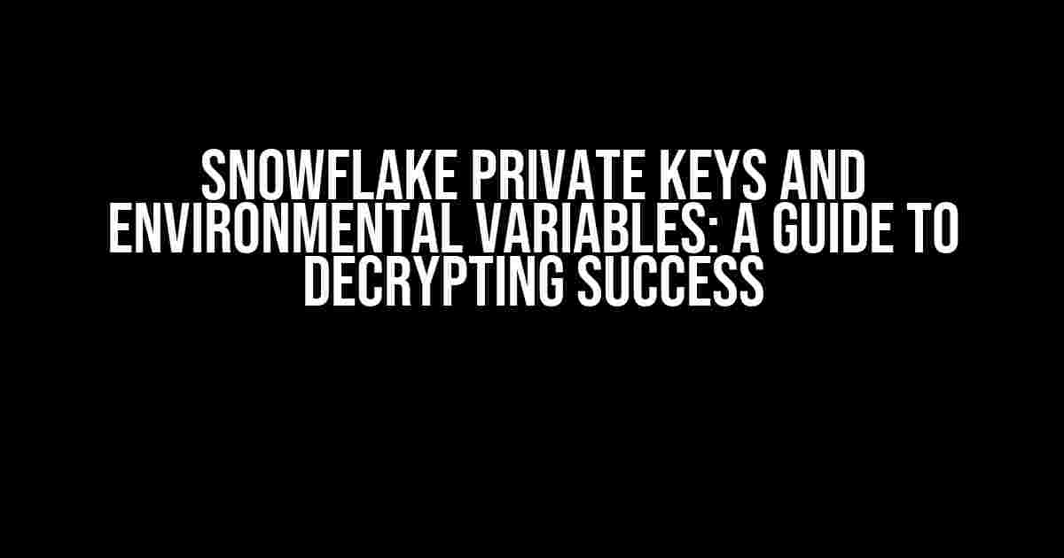 Snowflake Private Keys and Environmental Variables: A Guide to Decrypting Success